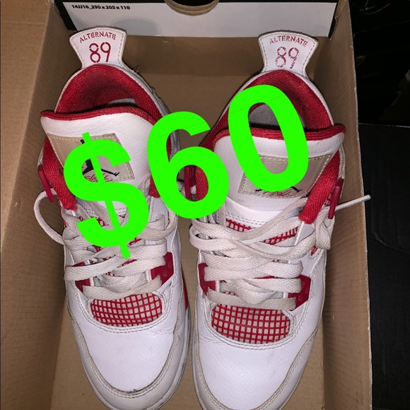 white and red jordan 4s